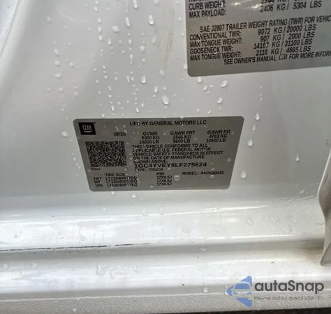 2020 Chevrolet Silverado K3500 High Country z USA, uszkodzony, nr VIN 1GC4YVEY8LF275624